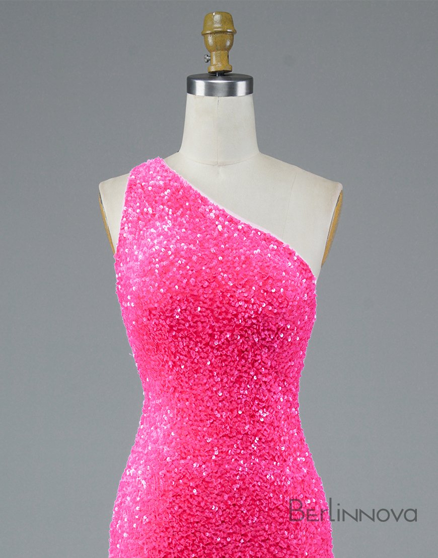 Mermaid Glitter One-Shoulder Backless ...